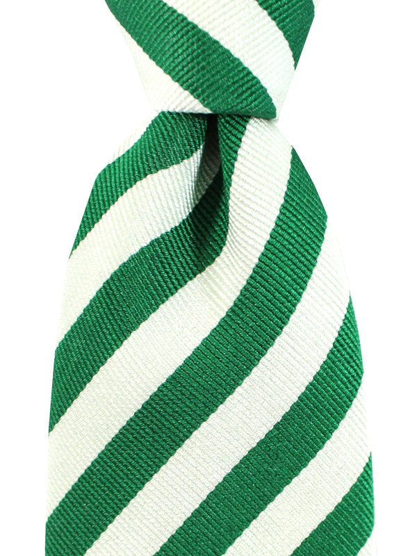 Cesare Attolini Unlined Silk Tie Light Gray Green Stripes FINAL SALE