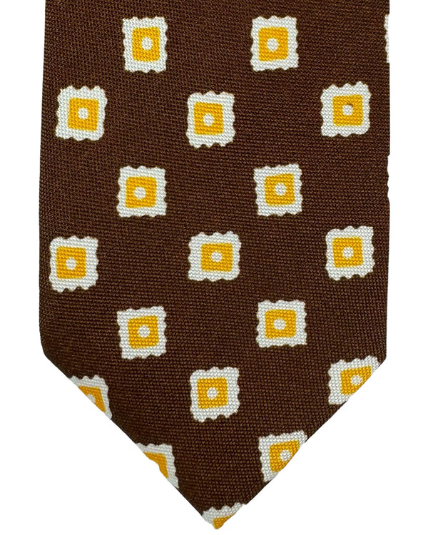 Barba Sevenfold Tie Brown Orange White Geometric Design SALE