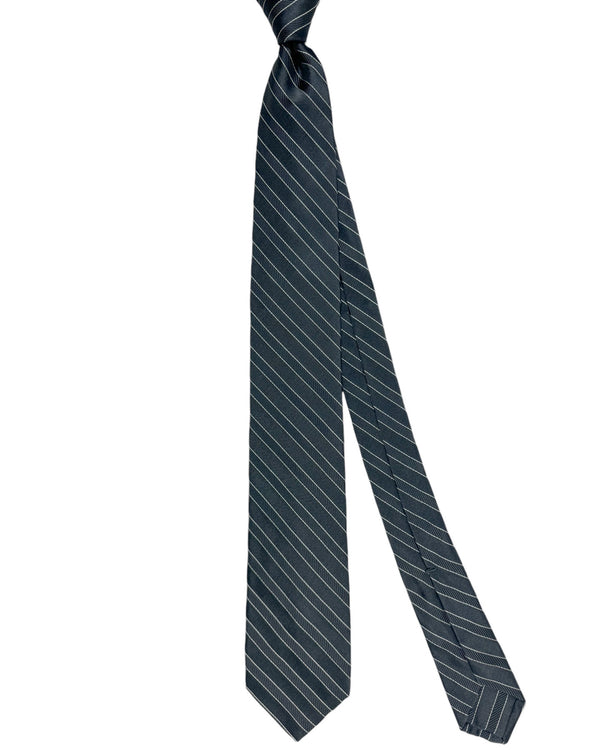 Barba Sevenfold Tie Charcoal Gray Stripes