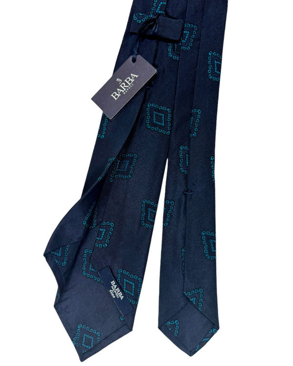 Barba Sevenfold Tie Dark Blue Turquoise Geometric