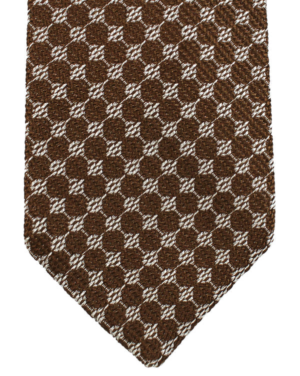Luigi Borrelli Silk Tie Brown Geometric SALE