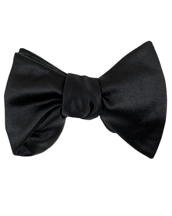 Le Noeud Papillon Silk Black Bow Tie - Large Self Tie Butterfly