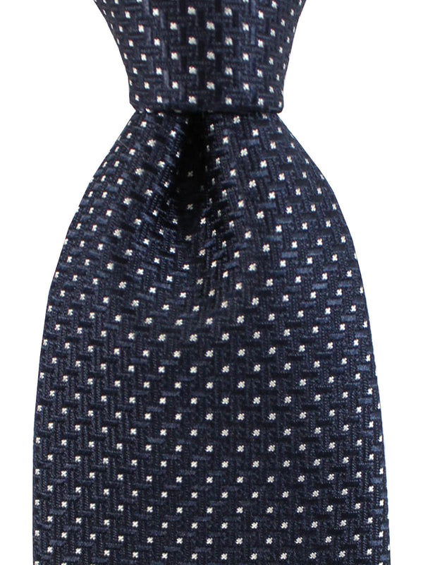 Canali Tie Dark Blue Silver Micro Geometric SALE