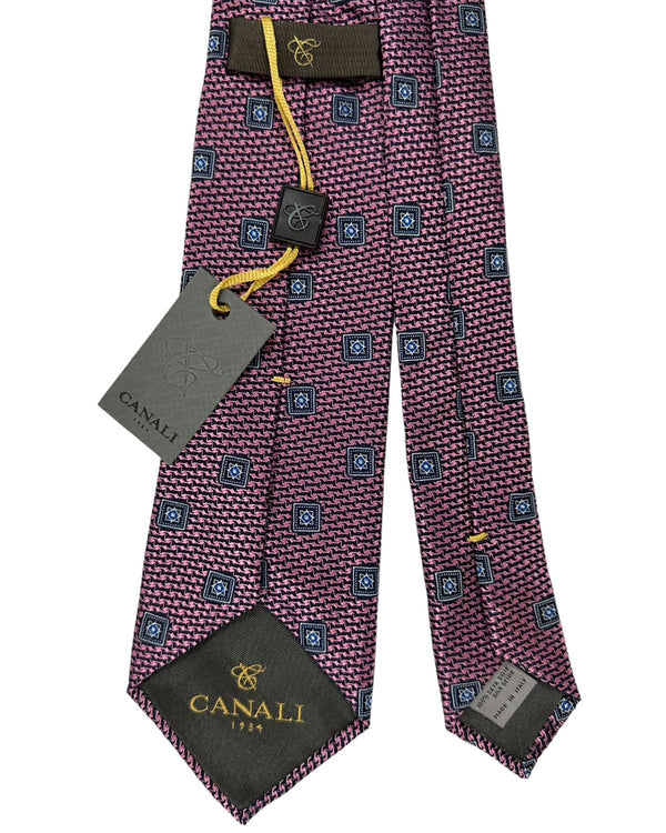Canali Tie Pink Medallions - Jacquard Silk