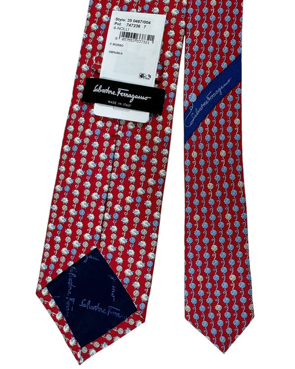 Salvatore Ferragamo Tie Red Sheep & Wool Yarn
