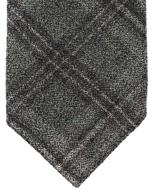 Isaia Tie Gray Check Plaid Design - Wool Sevenfold Necktie SALE