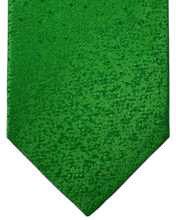 Isaia Tie Green Micro Pattern Design - Sartorial Silk Tie SALE