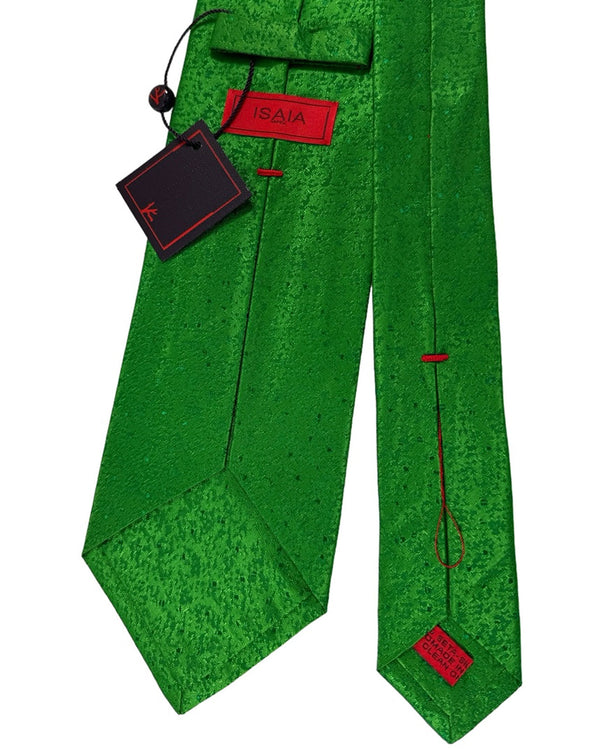 Isaia Tie Green Micro Pattern Design - Sartorial Silk Tie SALE