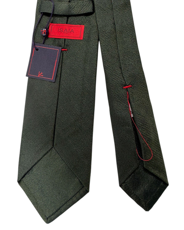 Isaia Tie Forest Green Solid Pattern