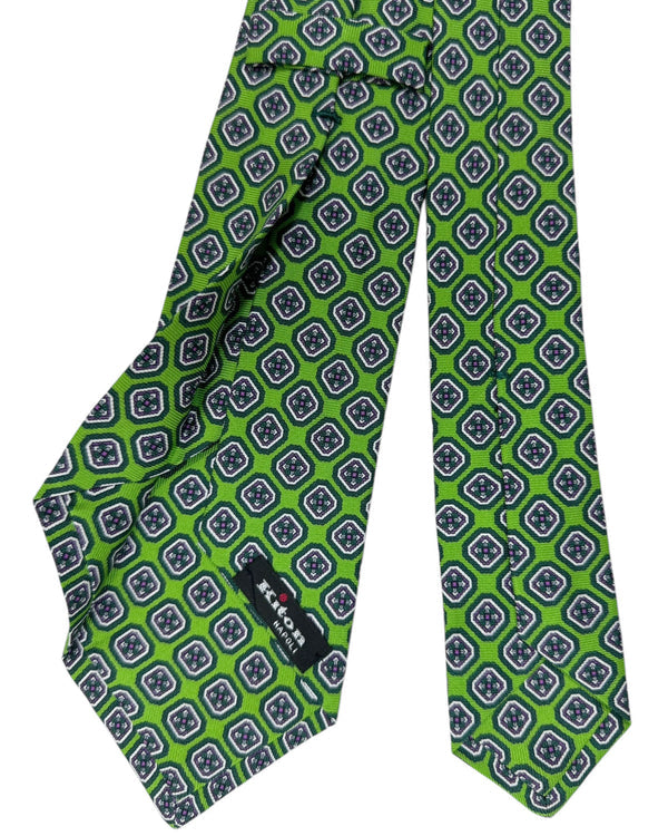 Kiton Tie Green Purple Medallion - Sevenfold Necktie