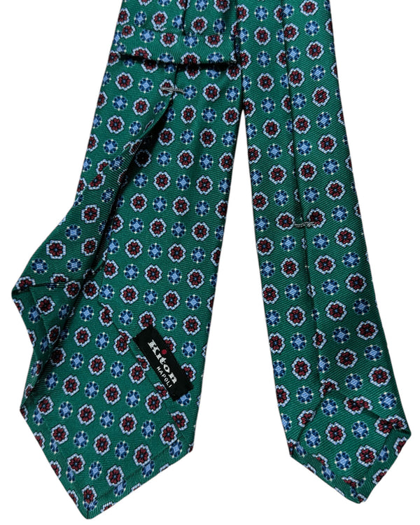 Kiton Tie Green Blue Orange Mini Floral - Sevenfold Necktie