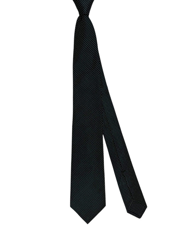 Kiton Silk Tie Black Silver Mini Squares Design - Sevenfold Necktie