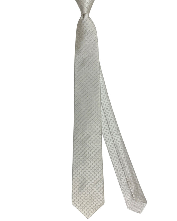 Kiton Silk Tie White Silver Micro Pattern Design - Sevenfold Necktie