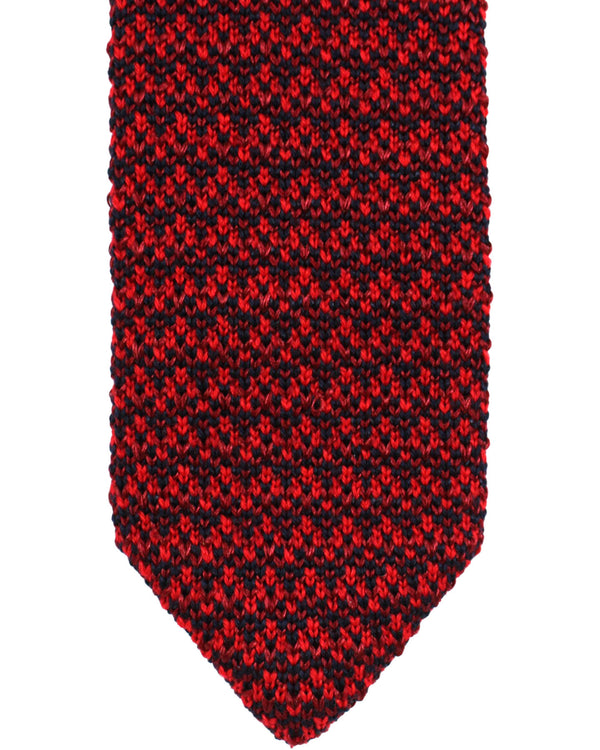 Missoni Wool Silk Knitted Tie Red Pattern Design