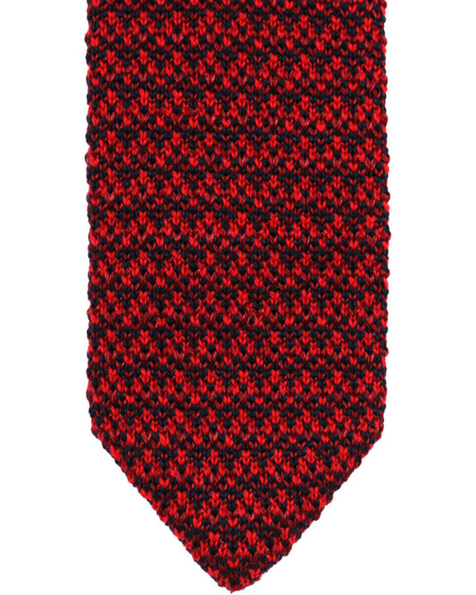 Missoni Wool Silk Knitted Tie Red Pattern Design