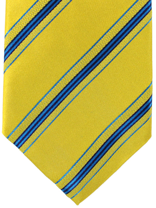 Cesare Attolini Silk Tie Olive Royal Blue Stripes SALE
