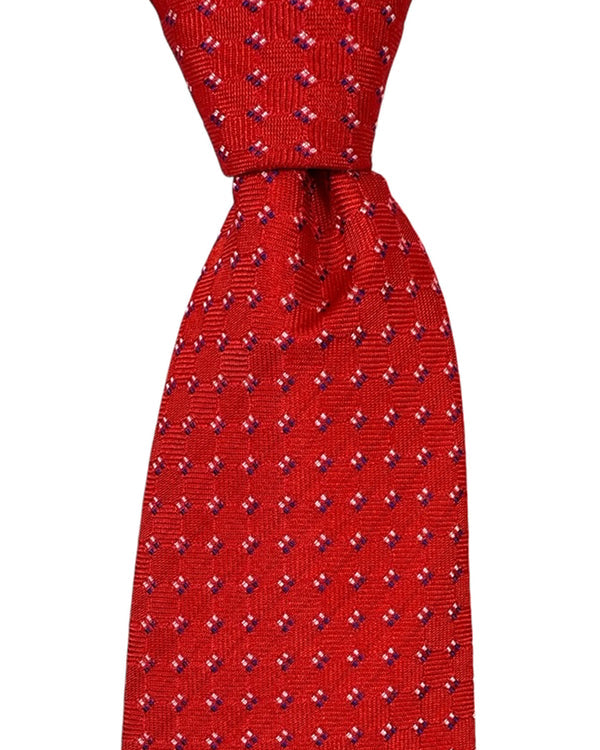 Cesare Attolini Silk Tie Red Micro Pattern