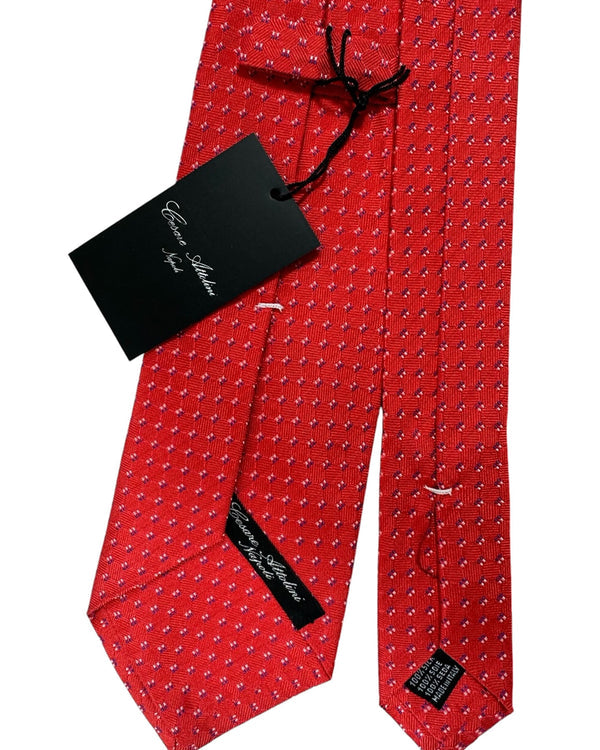 Cesare Attolini Silk Tie Red Micro Pattern