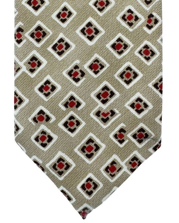 Barba Sevenfold Tie Beige Red Design - Sartorial FINAL SALE