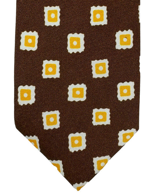Barba Sevenfold Tie Brown Orange White Geometric Design SALE