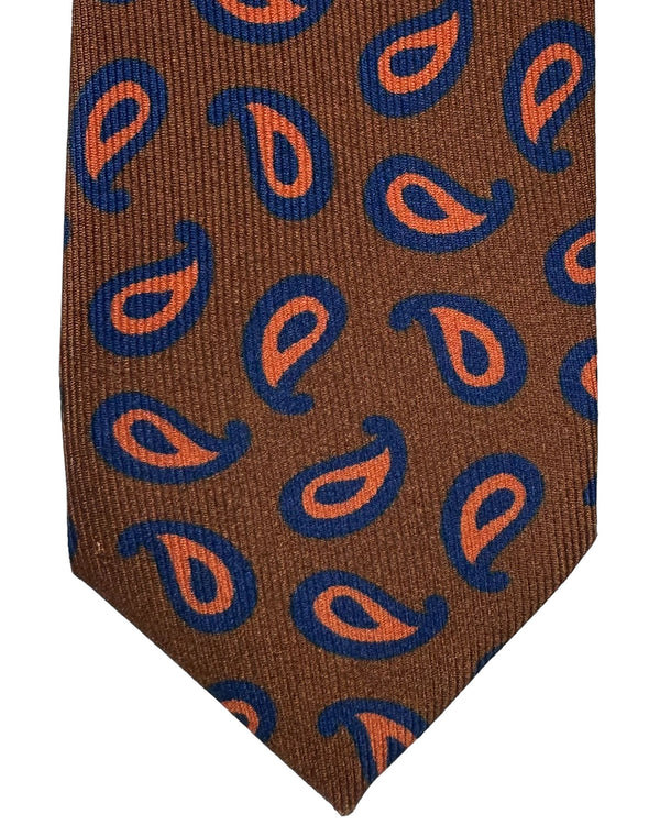 Barba Sevenfold Tie Brown Navy Orange Paisley SALE