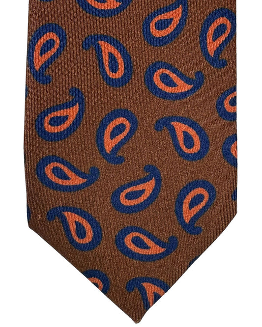 Barba Sevenfold Tie Brown Navy Orange Paisley SALE