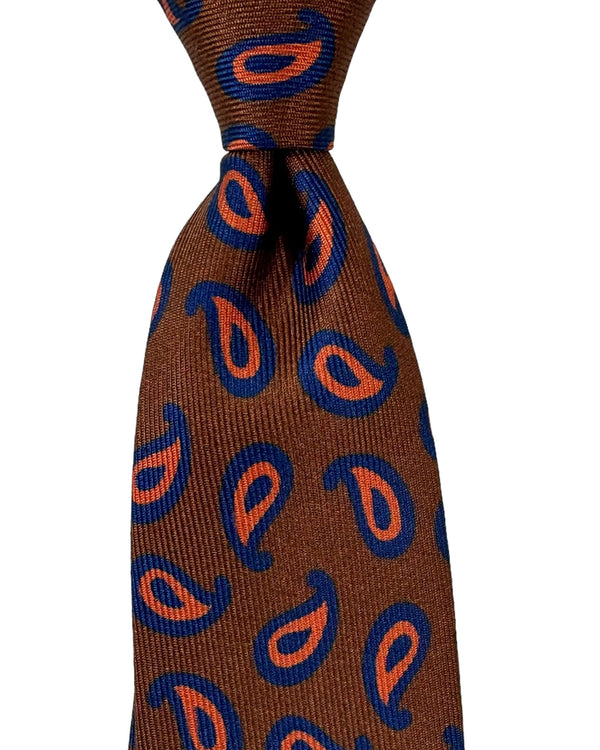 Barba Sevenfold Tie Brown Navy Orange Paisley SALE