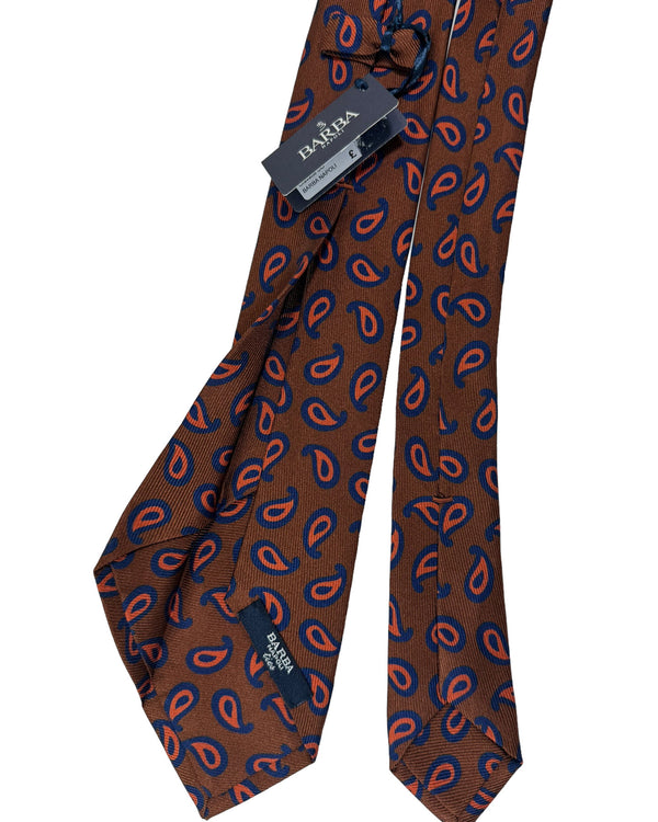 Barba Sevenfold Tie Brown Navy Orange Paisley SALE