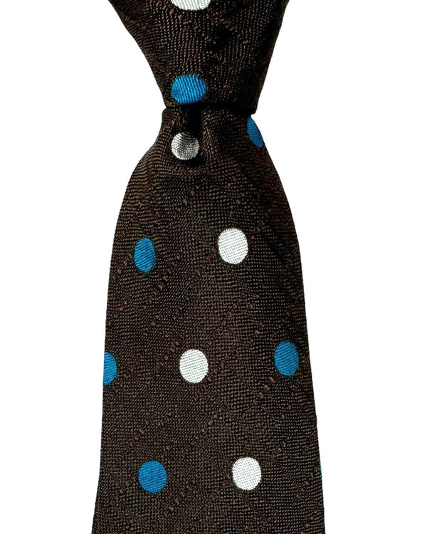 Barba Sevenfold Tie Brown Teal Silver Dots SALE