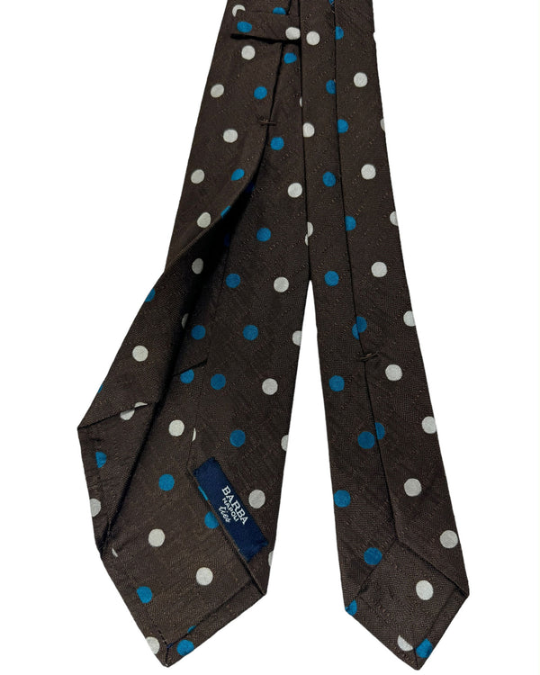 Barba Sevenfold Tie Brown Teal Silver Dots SALE