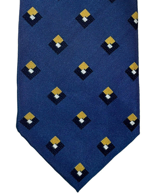 Barba Sevenfold Tie Midnight Blue Yellow Geometric Design SALE