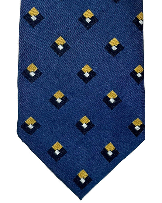Barba Sevenfold Tie Midnight Blue Yellow Geometric Design SALE
