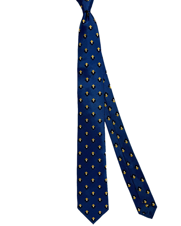 Barba Sevenfold Tie Midnight Blue Yellow Geometric Design SALE