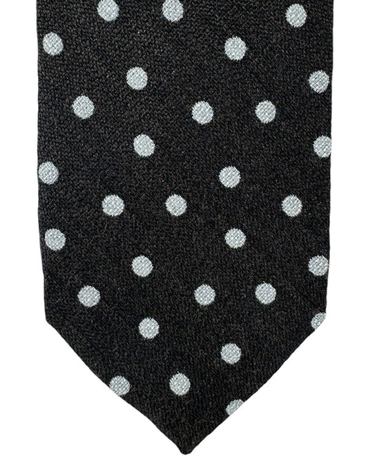 Barba Sevenfold Tie Dark Brown Polka Dots Design - Wool Silk SALE