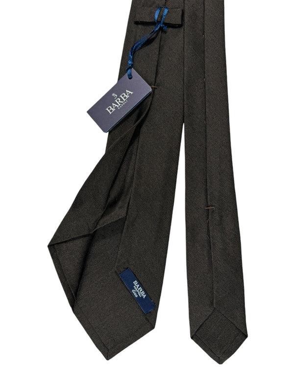 Barba Sevenfold Tie Dark Brown Chevron Design - Sartorial Neckwear