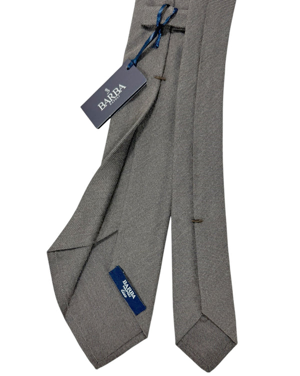 Barba Sevenfold Tie Gray Grosgrain Design - Sartorial Neckwear
