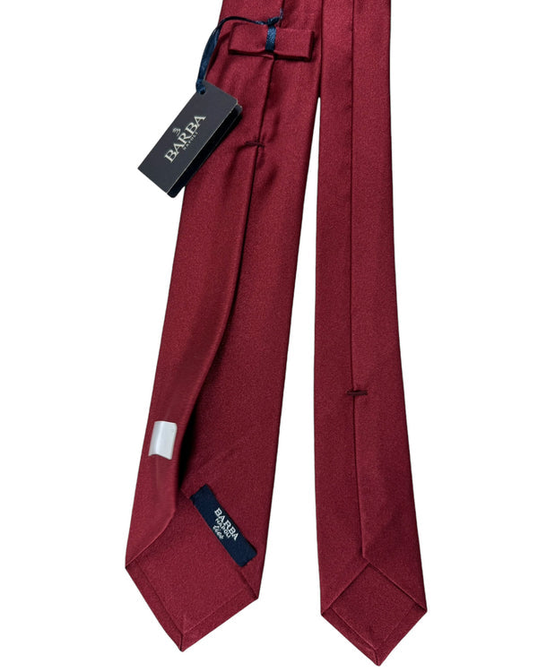 Barba Sevenfold Tie Maroon Solid Design - Sartorial Neckwear