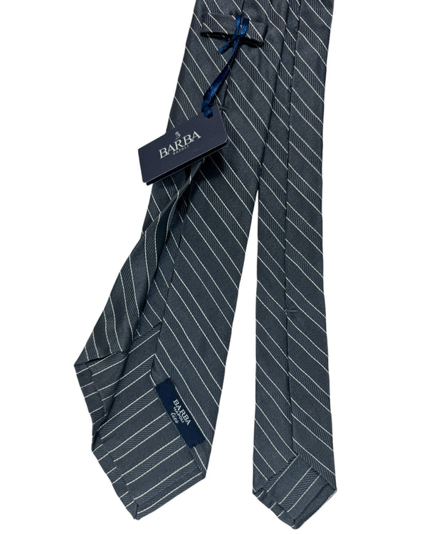 Barba Sevenfold Tie Charcoal Gray Stripes