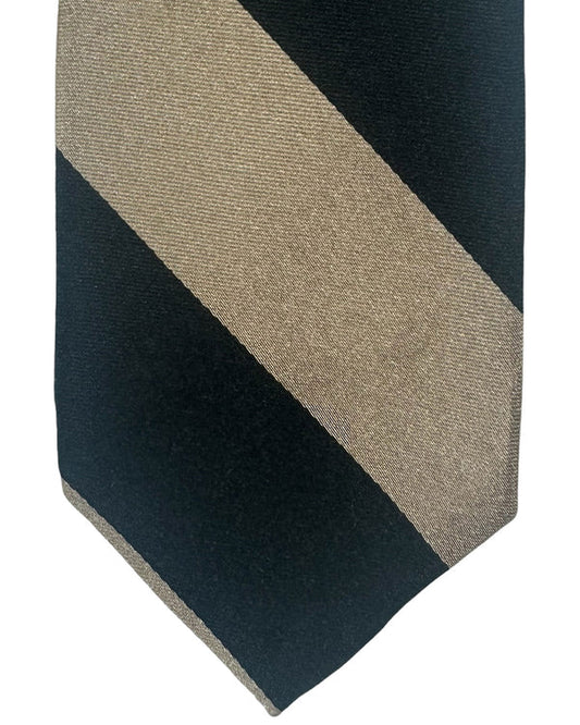 Barba Sevenfold Tie Black Taupe Stripes Design - Sartorial Neckwear