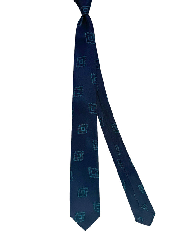 Barba Sevenfold Tie Dark Blue Turquoise Geometric