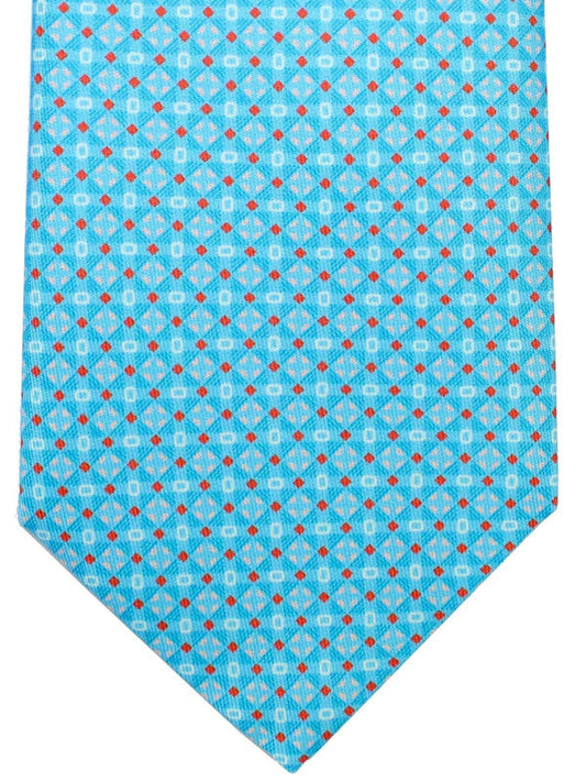 Battistoni Silk Tie Sky Blue Orange Geometric