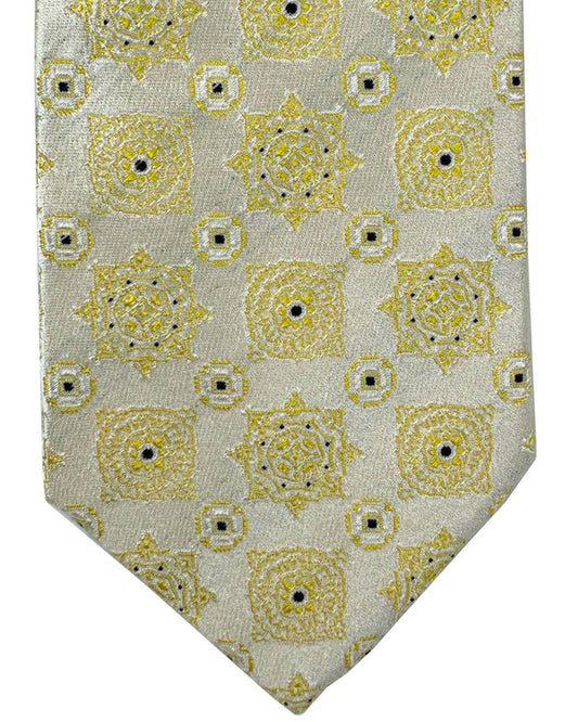 Luigi Borrelli Sevenfold Tie Silver Chartreuse Design ROYAL COLLECTION - SALE