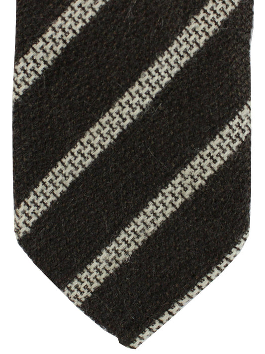Luigi Borrelli Unlined Tie Brown Black Gray Stripes Wool SALE