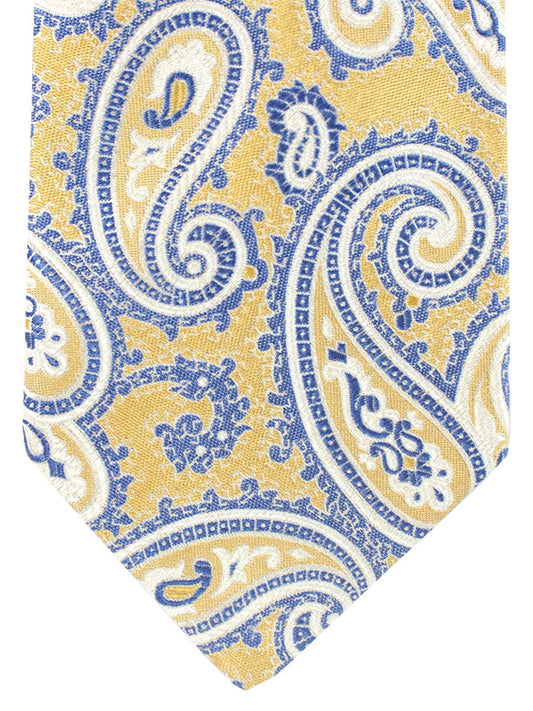 Luigi Borrelli Silk Tie Orange Dark Blue Silver Paisley SALE