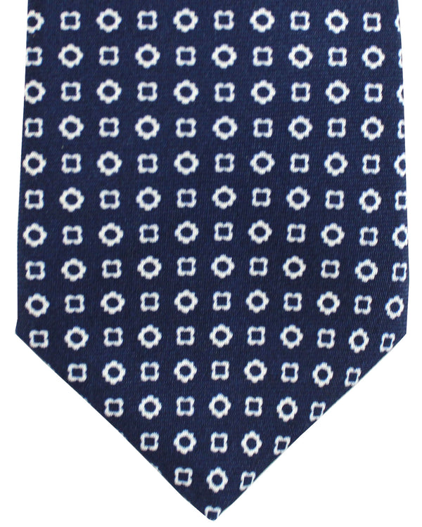 Luigi Borrelli Silk Tie Dark Navy Geometric