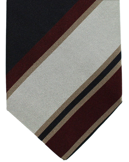 Luigi Borrelli Tie Black Gray Maroon Stripes