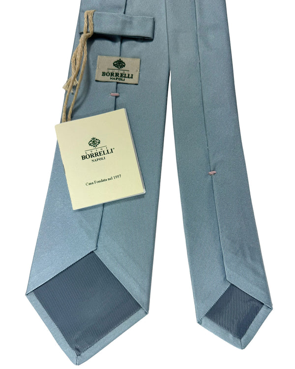 Luigi Borrelli Silk Tie Sky Blue Grosgrain SALE