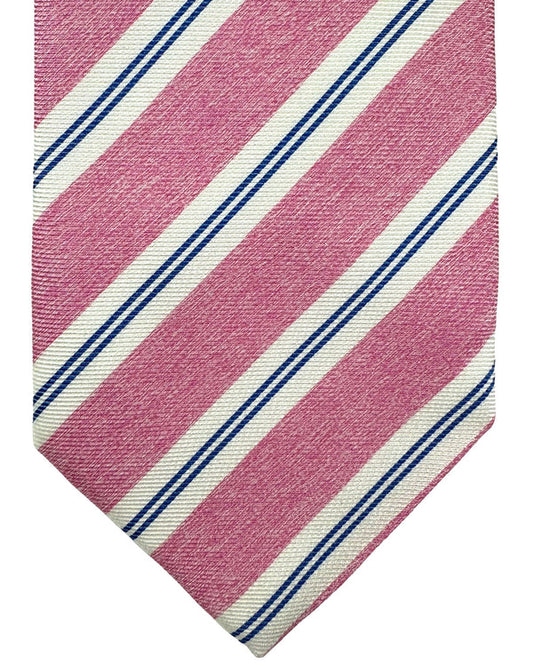 Luigi Borrelli Silk Tie Pink Royal Blue Stripes SALE