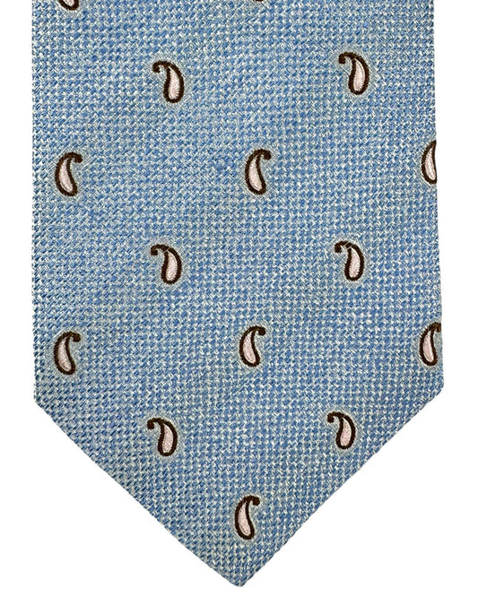 Luigi Borrelli Silk Tie Blue Silver Mini Paisley SALE