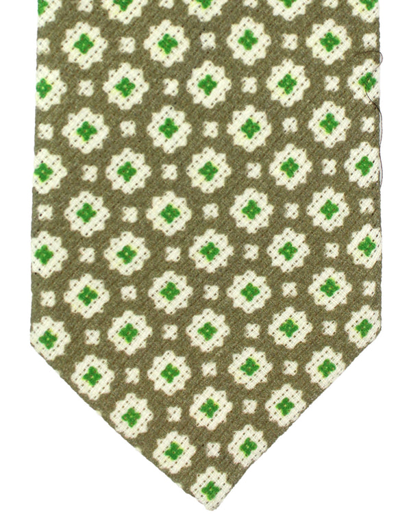 Luigi Borrelli Silk Tie Gray Green Medallions SALE